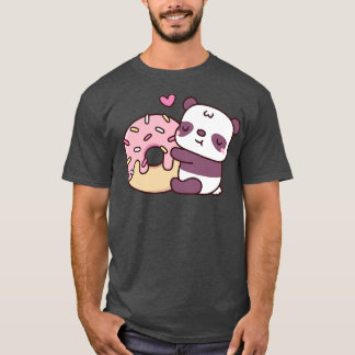 Camiseta Pequeño y lindo Panda abrazando a la nuez