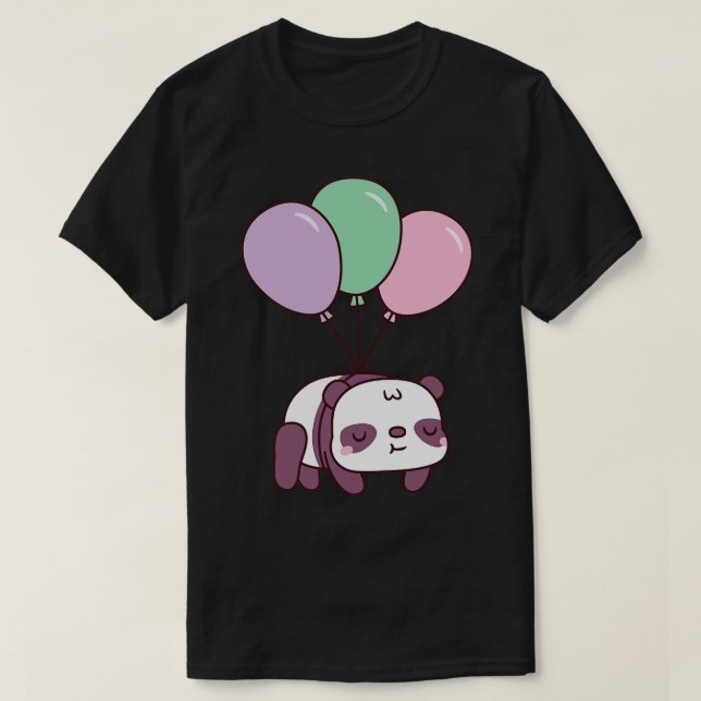 Camiseta Pequeño Y Pequeño Panda Volando Con Globos (Diseño del anverso)