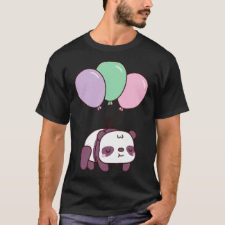 Camiseta Pequeño Y Pequeño Panda Volando Con Globos