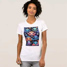 Camiseta Pequeños alienígenas multicolores en el espacio 