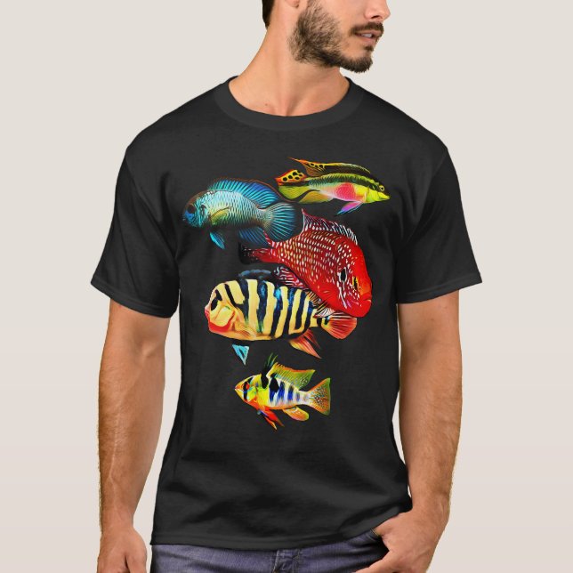 Camiseta Pequeños Cichlids Ger Blue Ram Kribensis Acara (Anverso)