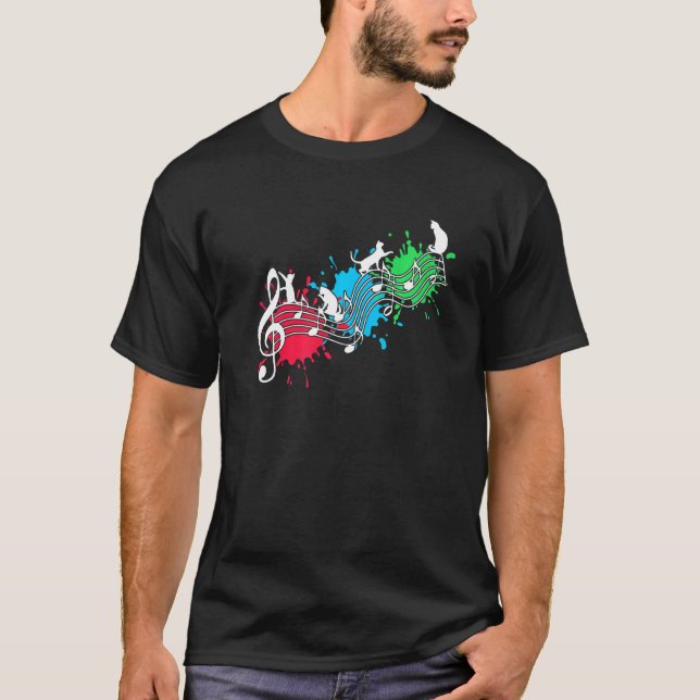 Camiseta Pequeños Gatos Musicales Animados Y Gatitos Romp O (Anverso)