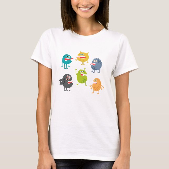 Camiseta Pequeños monstruos graciosos (Anverso)