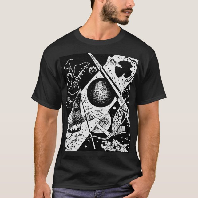 Camiseta Pequeños Mundos VI - Arte Kandinsky Blanco Negro (Anverso)