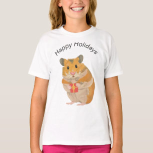 Camiseta Pequeños Navidades cortos Hamster sosteniendo un r