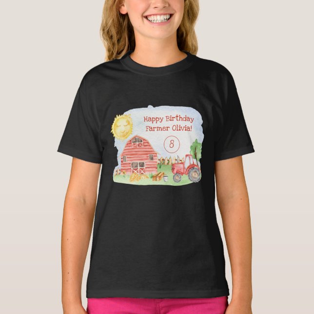 Camiseta Pequeños niños felices Chica campesino de cumpleañ (Anverso)
