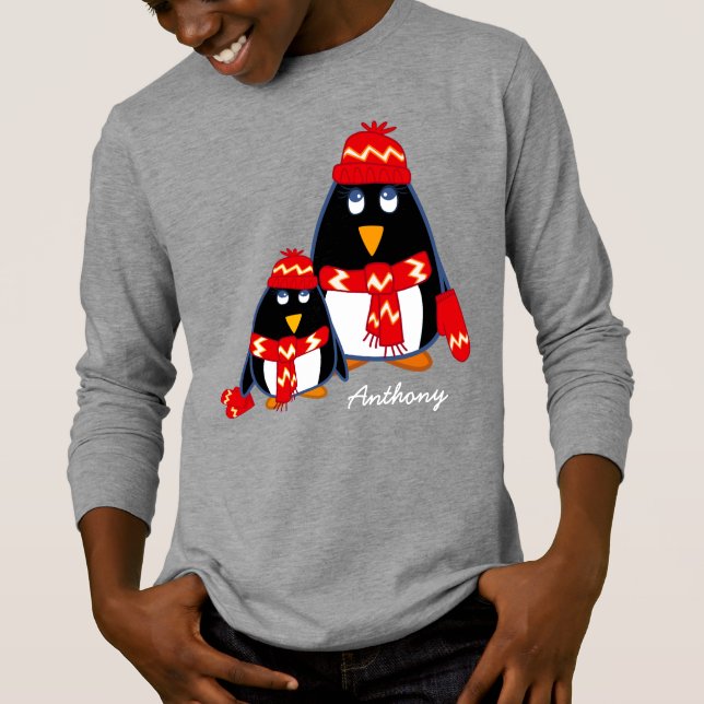Camiseta Pequeños pingüinos | Nombre personalizado (Anverso)