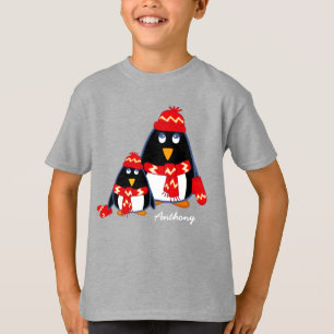 Camiseta Pequeños pingüinos Nombre personalizado