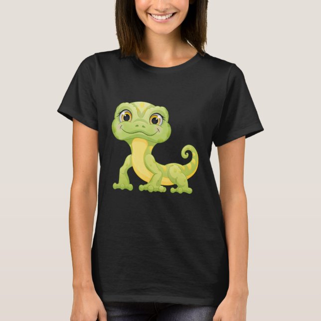Camiseta Pequeños Reptiles Verdes de Iguana (Anverso)