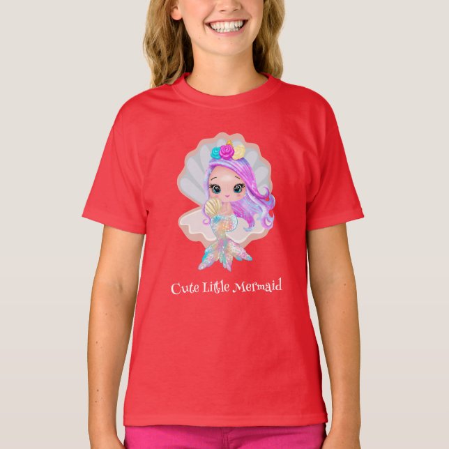 Camiseta Pequeños y bonitos arcoíris de sirena con colorido (Anverso)