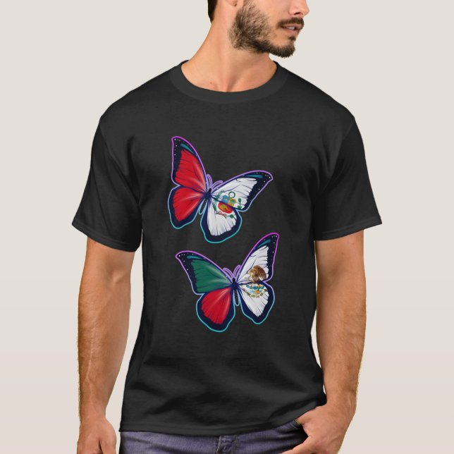 Camiseta Perãº Y México Bicultural Roots Butterfly Versio (Anverso)