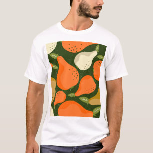 Camiseta Peras, hojas: papel pintado colorido.
