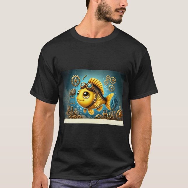 Camiseta Perca amarilla steampunk (Anverso)