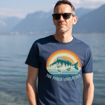 Perch Fishing Custom Text Retro Sunrise Sunset