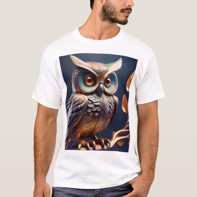 Camiseta Perched Wisdom — Handcrafted Metal Owl Wall Sculpt (Anverso)