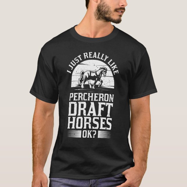Camiseta Percheron Borrador de caballos Caballo Montando la (Anverso)
