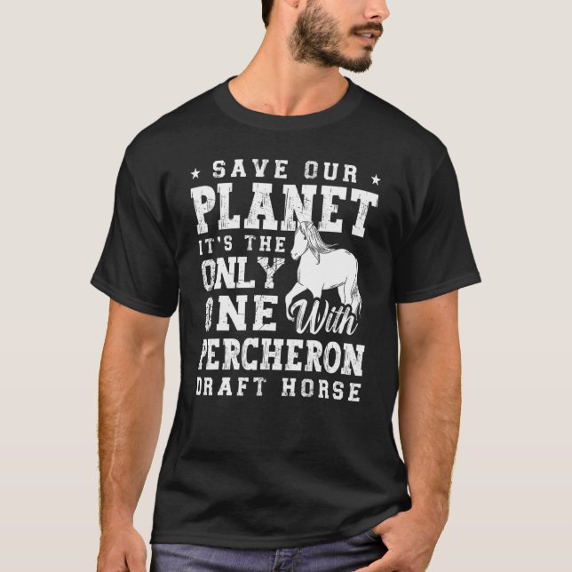 Camiseta Percheron Borrador de caballos Caballo Montando la (Anverso)