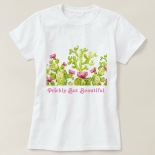 Camiseta Percibe espinosamente a Cactus con rosado de Rosa 