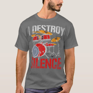 Camiseta Percusión Destruyo Tambores Retro De Silencio