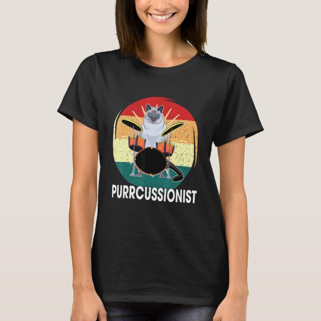 Camiseta Percussion Drummer Drumming Drums Saying I Kitten  (Anverso)