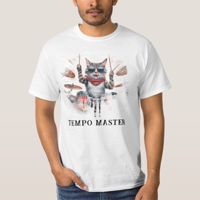 Camiseta *~* Percussionista de color del gato de Guay AP91 (Anverso)
