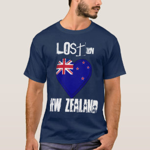 Camiseta Perdido en corazón de la bandera de Nueva Zelanda
