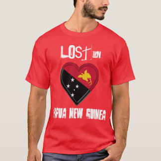 Camiseta Perdido en corazón de la bandera de Papúa Nueva