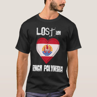 Camiseta Perdido en corazón de la bandera de Polinesia