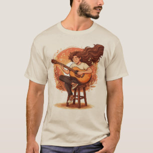 Camiseta Perdido En La Estética Ilustrativa Del Guitarrista