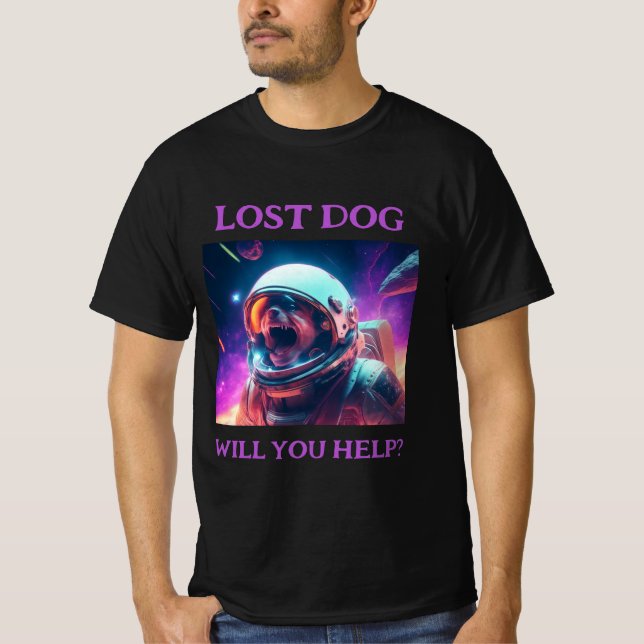 Camiseta Perdido Personalizable de perro negro (Anverso)