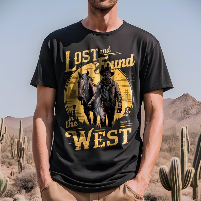 Camiseta Perdido y encontrado - Aventura de Cowboy ("lost and found in the west" western adventure t-shirt)