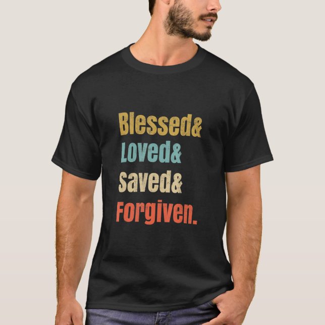Camiseta Perdonado cristiano querido salvado (Anverso)