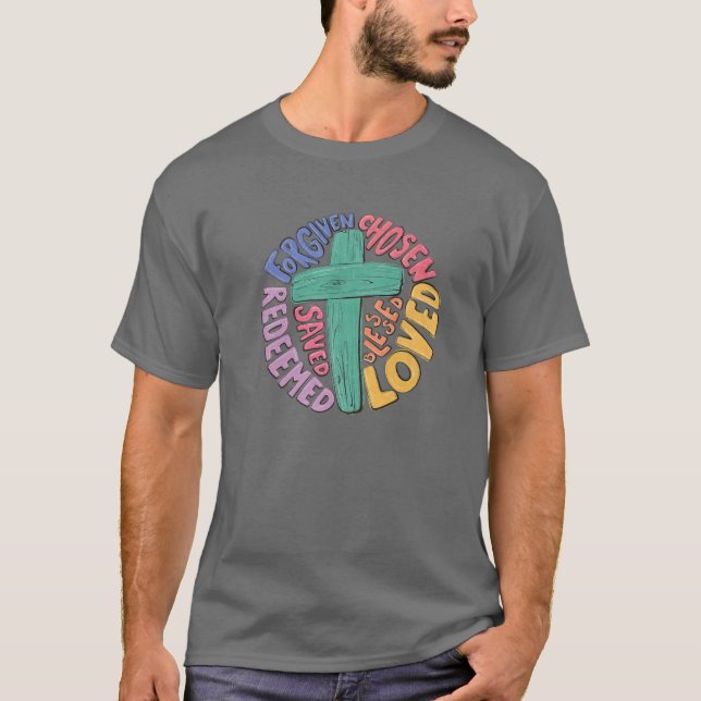 Camiseta Perdonado Elegido Querido Jesús Rentado Eas Cristi (Anverso)