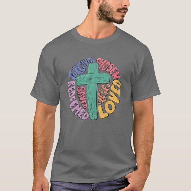 Camiseta Perdonado Elegido Querido Jesús Rentado Eas Cristi (Anverso)
