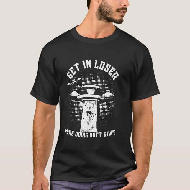 Camiseta PERDONAMOS HACEMOS BUTT STUFF Alien Abductio (Anverso)