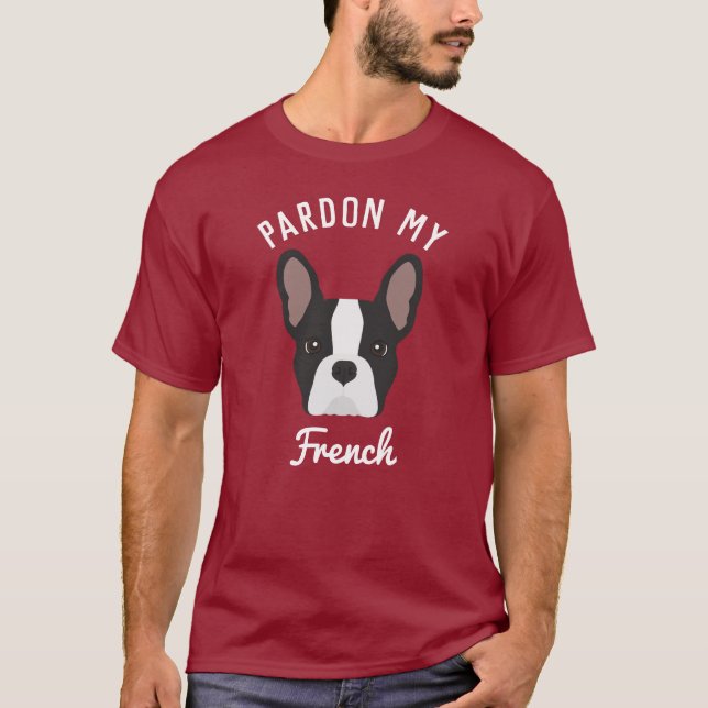 Camiseta Perdone mi Bulldog francés blanco y negro (Anverso)