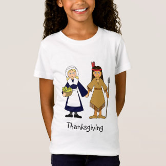 Camiseta Peregrino de Acción de Gracias y Chicas nativos es