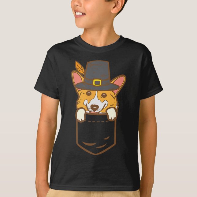 Camiseta Peregrino de bolsillo Welsh Corgi Perro Lover Cute (Anverso)