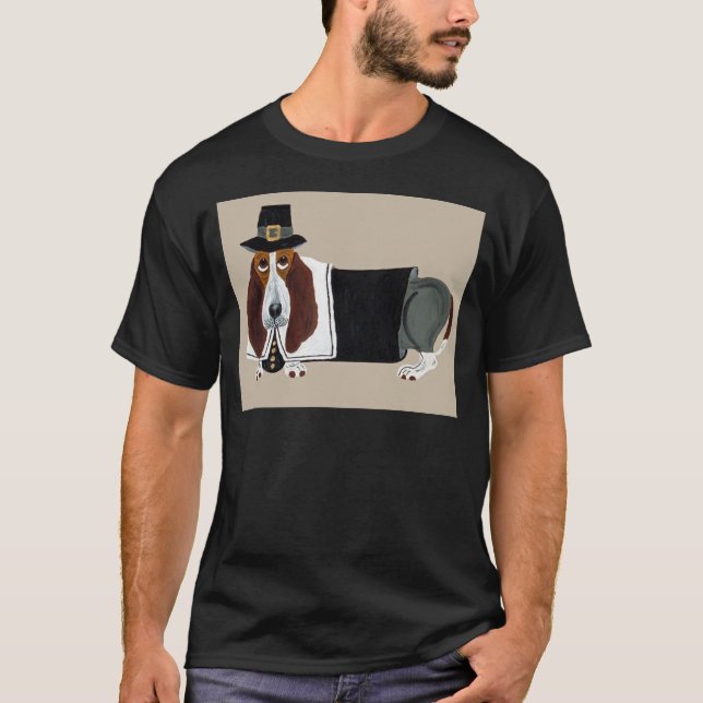 Camiseta Peregrino de la acción de gracias de Basset Hound (Anverso)