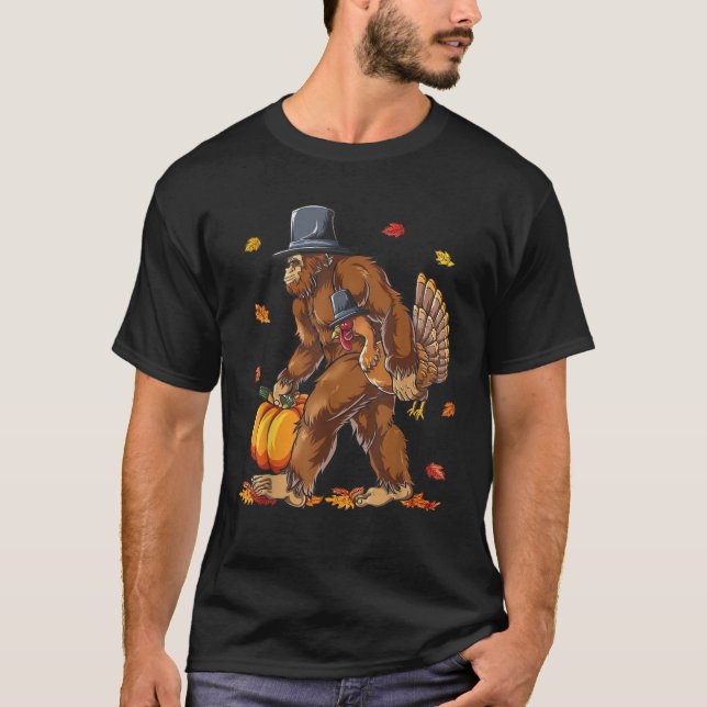 Camiseta Peregrino de pie grande Turquía Calabaza divertida (Anverso)