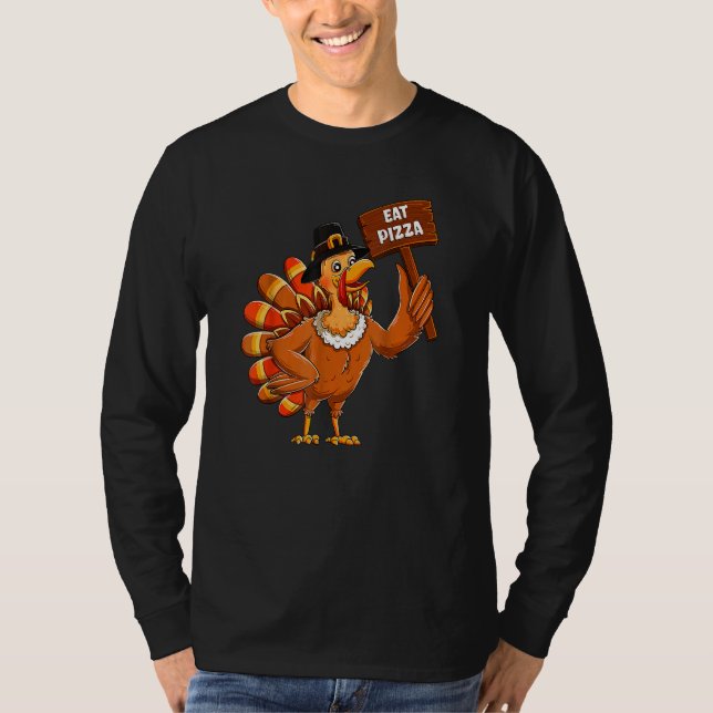 Camiseta Peregrino de Turquía Comer Pizza Niños Vegan Adult (Anverso)