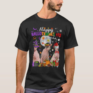 Camiseta Peregrino divertido Santa Sphynx Gatos Feliz Hallo