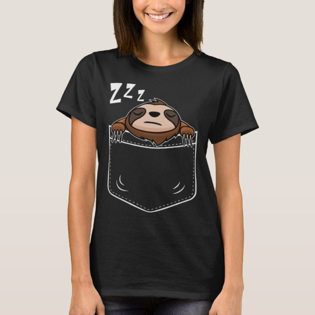 Camiseta Pereza divertida en el bolsillo del pecho Pullover (Anverso)