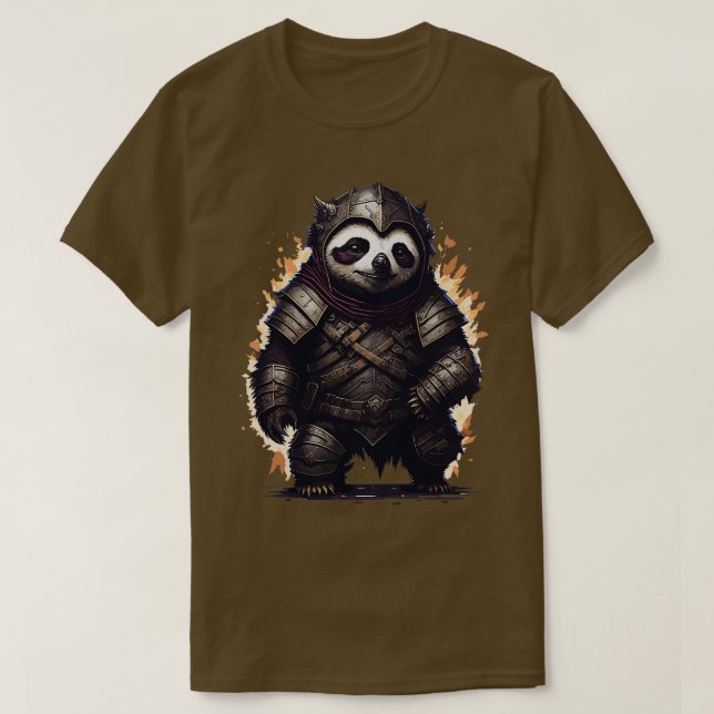 Camiseta Pereza enojada usando una antigua armadura guerrer (Diseño del anverso)