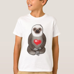 Camiseta pereza linda con el corazón rojo