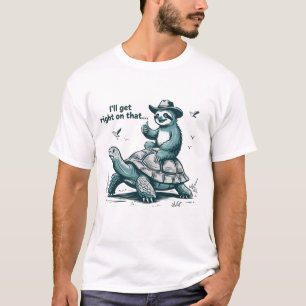 Camiseta Pereza Montando Tortuga Humor Me Pongo a Ello Inme