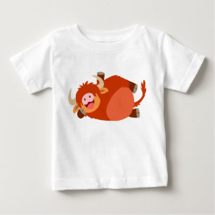 Camiseta perezosa linda del bebé de la vaca de la