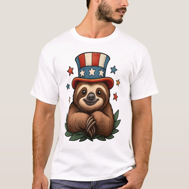 Camiseta Perezoso 4 de julio (Anverso)