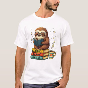 Camiseta Perezoso Amante De Los Libros Leyendo Biblioteca B