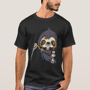 Camiseta Perezoso Animal Cuelga Árbol Guadaña Halloween Hue